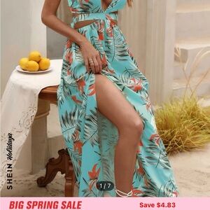 Tropical Print Maxi Dress